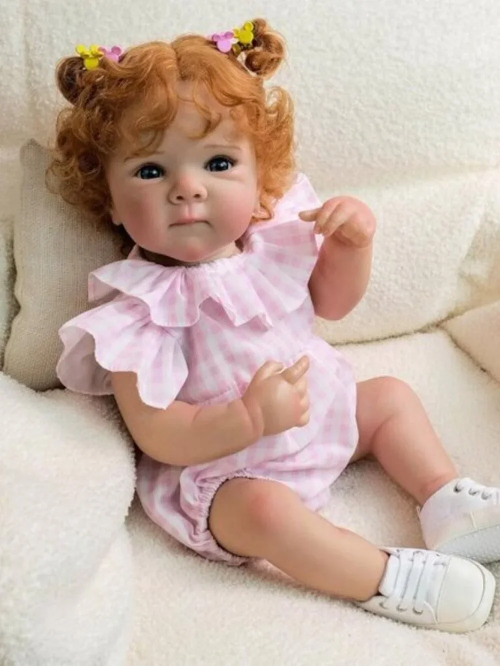 18 Inch Lifelike Red Hair Reborn Newborn Girl Doll Waterproof Veins